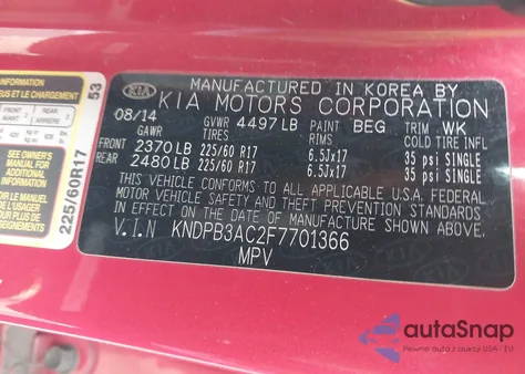 2015 Kia Sportage Lx from USA, damaged, VIN KNDPB3AC2F7701366